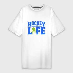 Платье-футболка хлопок с принтом Hockei is life в Кировске,  |  | hockei is life | лед | спорт | хоккеист | хоккей