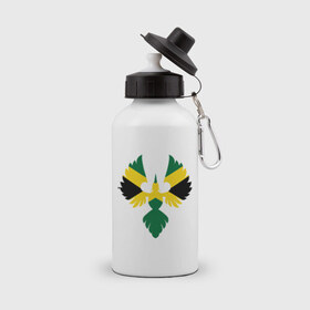 Бутылка спортивная с принтом Jamaica bird в Кировске, металл | емкость — 500 мл, в комплекте две пластиковые крышки и карабин для крепления | флаг | ямайка птица