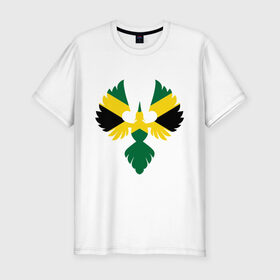 Мужская футболка премиум с принтом Jamaica bird в Кировске, 92% хлопок, 8% лайкра | приталенный силуэт, круглый вырез ворота, длина до линии бедра, короткий рукав | флаг | ямайка птица