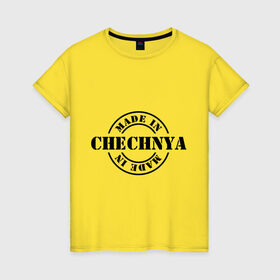 Женская футболка хлопок с принтом Made in Chechnya (сделано в Чечне) в Кировске, 100% хлопок | прямой крой, круглый вырез горловины, длина до линии бедер, слегка спущенное плечо | made in chechnya | регионы россии | сделано в чечне | чечня