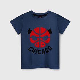 Детская футболка хлопок с принтом Chicago bull в Кировске, 100% хлопок | круглый вырез горловины, полуприлегающий силуэт, длина до линии бедер | 
