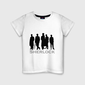 Детская футболка хлопок с принтом Sherlock Band в Кировске, 100% хлопок | круглый вырез горловины, полуприлегающий силуэт, длина до линии бедер | sherlock band | кино | мультфильмы и тв | шерлок холмс