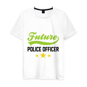 Мужская футболка хлопок с принтом Будущий офицер полиции в Кировске, 100% хлопок | прямой крой, круглый вырез горловины, длина до линии бедер, слегка спущенное плечо. | детские