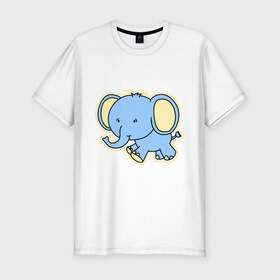 Мужская футболка премиум с принтом Слоник в Кировске, 92% хлопок, 8% лайкра | приталенный силуэт, круглый вырез ворота, длина до линии бедра, короткий рукав | слон