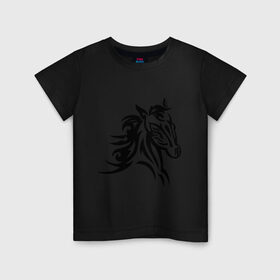 Детская футболка хлопок с принтом Голова лошади в Кировске, 100% хлопок | круглый вырез горловины, полуприлегающий силуэт, длина до линии бедер | голова лошади | животные | конь | лошадка | силуэт лошади