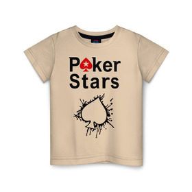 Детская футболка хлопок с принтом Poker Stars в Кировске, 100% хлопок | круглый вырез горловины, полуприлегающий силуэт, длина до линии бедер | Тематика изображения на принте: pokerstars