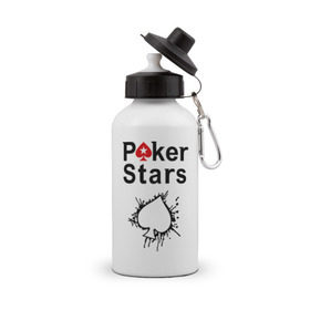 Бутылка спортивная с принтом Poker Stars в Кировске, металл | емкость — 500 мл, в комплекте две пластиковые крышки и карабин для крепления | pokerstars