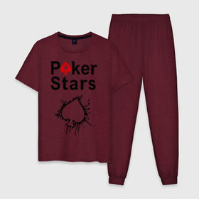Мужская пижама хлопок с принтом Poker Stars в Кировске, 100% хлопок | брюки и футболка прямого кроя, без карманов, на брюках мягкая резинка на поясе и по низу штанин
 | pokerstars