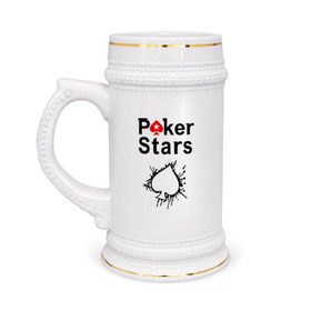 Кружка пивная с принтом Poker Stars в Кировске,  керамика (Материал выдерживает высокую температуру, стоит избегать резкого перепада температур) |  объем 630 мл | pokerstars