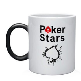 Кружка хамелеон с принтом Poker Stars в Кировске, керамика | меняет цвет при нагревании, емкость 330 мл | pokerstars