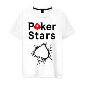 Мужская футболка хлопок с принтом Poker Stars в Кировске, 100% хлопок | прямой крой, круглый вырез горловины, длина до линии бедер, слегка спущенное плечо. | pokerstars