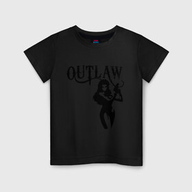 Детская футболка хлопок с принтом Outlaw (вне закона) в Кировске, 100% хлопок | круглый вырез горловины, полуприлегающий силуэт, длина до линии бедер | outlaw | вне закона | выстрел | девушка | оружие | прикольные картинки