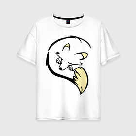 Женская футболка хлопок Oversize с принтом лисичка спит в Кировске, 100% хлопок | свободный крой, круглый ворот, спущенный рукав, длина до линии бедер
 | лиса