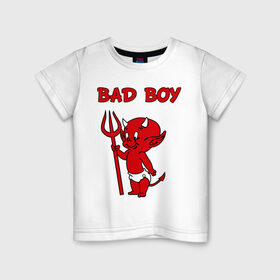 Детская футболка хлопок с принтом bad boy в Кировске, 100% хлопок | круглый вырез горловины, полуприлегающий силуэт, длина до линии бедер | Тематика изображения на принте: b boy | bad | boy | парень | прикольные картинки | черт | чертик