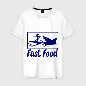 Мужская футболка хлопок с принтом fast food - быстрая еда в Кировске, 100% хлопок | прямой крой, круглый вырез горловины, длина до линии бедер, слегка спущенное плечо. | fast food | fast food   быстрая еда | акула | быстрая еда | еда | прикольные картинки