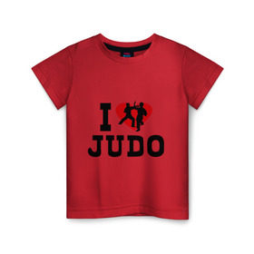 Детская футболка хлопок с принтом Я люблю дзюдо в Кировске, 100% хлопок | круглый вырез горловины, полуприлегающий силуэт, длина до линии бедер | Тематика изображения на принте: борьба | единоборства | спорт | я люблю дзюдо