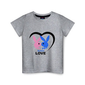 Детская футболка хлопок с принтом Bunny Love в Кировске, 100% хлопок | круглый вырез горловины, полуприлегающий силуэт, длина до линии бедер | 
