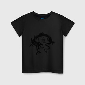 Детская футболка хлопок с принтом Дракон в японском стиле в Кировске, 100% хлопок | круглый вырез горловины, полуприлегающий силуэт, длина до линии бедер | дракон | дракон в японском стиле | монстры | привидения и дьяволы | японский стиль