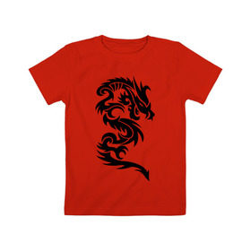 Детская футболка хлопок с принтом Дракон узор в Кировске, 100% хлопок | круглый вырез горловины, полуприлегающий силуэт, длина до линии бедер | дракон | дракон узор | трайблы и узоры | узор