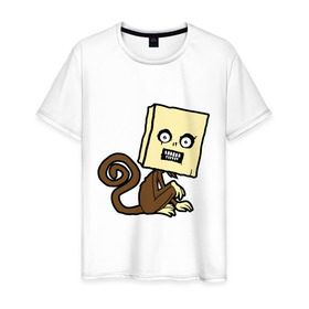 Мужская футболка хлопок с принтом сумасшедшая мартышка в Кировске, 100% хлопок | прямой крой, круглый вырез горловины, длина до линии бедер, слегка спущенное плечо. | животные | мешок | обезьян с мешком | обезьяна | сумасшедшая мартышка