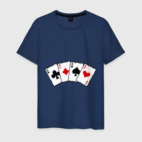 Мужская футболка хлопок с принтом Четыре туза в Кировске, 100% хлопок | прямой крой, круглый вырез горловины, длина до линии бедер, слегка спущенное плечо. | игра | игральные карты | карты | покер | туз | тузы | четыре туза