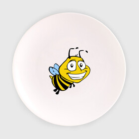 Тарелка с принтом Пчелка в Кировске, фарфор | диаметр - 210 мм
диаметр для нанесения принта - 120 мм | веселая пчелка | животные | мед | полоски | пчелка | шмель