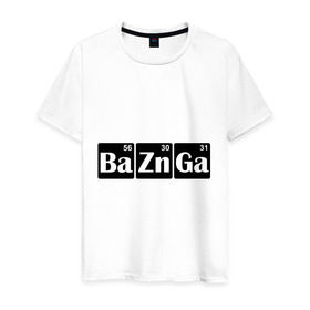 Мужская футболка хлопок с принтом Bazinga в Кировске, 100% хлопок | прямой крой, круглый вырез горловины, длина до линии бедер, слегка спущенное плечо. | bazinga | популярные цитаты | прикольные надписи