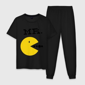 Мужская пижама хлопок с принтом Mистер Pac-Man (парная) в Кировске, 100% хлопок | брюки и футболка прямого кроя, без карманов, на брюках мягкая резинка на поясе и по низу штанин
 | 