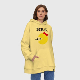 Худи SuperOversize хлопок с принтом Миссис Pac-man (парная) в Кировске, 70% хлопок, 30% полиэстер, мягкий начес внутри | карман-кенгуру, эластичная резинка на манжетах и по нижней кромке, двухслойный капюшон
 | 14 февраля | : парные | для двоих | миссис pac man