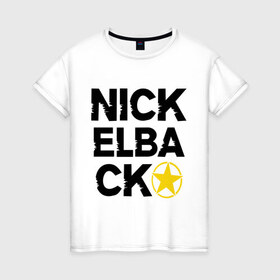Женская футболка хлопок с принтом Nickelback star в Кировске, 100% хлопок | прямой крой, круглый вырез горловины, длина до линии бедер, слегка спущенное плечо | 
