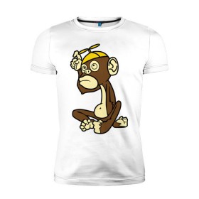 Мужская футболка премиум с принтом маленькая мартышка в Кировске, 92% хлопок, 8% лайкра | приталенный силуэт, круглый вырез ворота, длина до линии бедра, короткий рукав | животные | маленькая мартышка | мартышка | обезьянка
