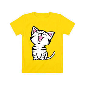 Детская футболка хлопок с принтом милый котенок в Кировске, 100% хлопок | круглый вырез горловины, полуприлегающий силуэт, длина до линии бедер | киса | котёнок | котик | кошки | милые | милый | милый котенок
