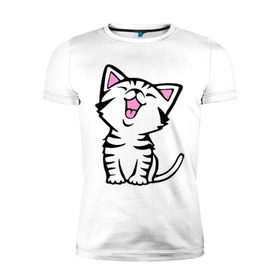 Мужская футболка премиум с принтом милый котенок в Кировске, 92% хлопок, 8% лайкра | приталенный силуэт, круглый вырез ворота, длина до линии бедра, короткий рукав | киса | котёнок | котик | кошки | милые | милый | милый котенок