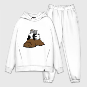 Мужской костюм хлопок OVERSIZE с принтом comfort bed   комфортный медведь в Кировске,  |  | панда