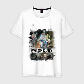 Мужская футболка хлопок с принтом Watch Dogs в Кировске, 100% хлопок | прямой крой, круглый вырез горловины, длина до линии бедер, слегка спущенное плечо. | watch dogs | игры