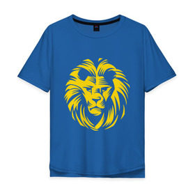 Мужская футболка хлопок Oversize с принтом Лев царь зверей в Кировске, 100% хлопок | свободный крой, круглый ворот, “спинка” длиннее передней части | голова льва | животное | зверь | лев царь зверей | царь зверей