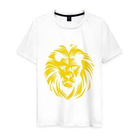 Мужская футболка хлопок с принтом Лев царь зверей в Кировске, 100% хлопок | прямой крой, круглый вырез горловины, длина до линии бедер, слегка спущенное плечо. | голова льва | животное | зверь | лев царь зверей | царь зверей