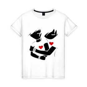 Женская футболка хлопок с принтом Эмо любовь в Кировске, 100% хлопок | прямой крой, круглый вырез горловины, длина до линии бедер, слегка спущенное плечо | 14 февраля сердца | любовь | сердца | эмо любовь