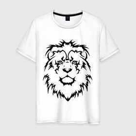 Мужская футболка хлопок с принтом Лев - Взгляд в Кировске, 100% хлопок | прямой крой, круглый вырез горловины, длина до линии бедер, слегка спущенное плечо. | голова | голова льва | тату