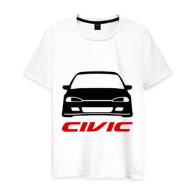 Мужская футболка хлопок с принтом honda civic в Кировске, 100% хлопок | прямой крой, круглый вырез горловины, длина до линии бедер, слегка спущенное плечо. | honda | honda civic | автомобильные | гонки | машинка | тачка