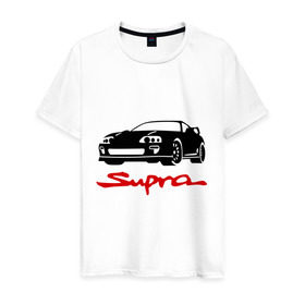 Мужская футболка хлопок с принтом toyota supra в Кировске, 100% хлопок | прямой крой, круглый вырез горловины, длина до линии бедер, слегка спущенное плечо. | toyota | toyota supra | автомобильные | машинка | спорт | тачки