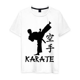 Мужская футболка хлопок с принтом Karate (Карате) в Кировске, 100% хлопок | прямой крой, круглый вырез горловины, длина до линии бедер, слегка спущенное плечо. | karate | единоборства | карате | спорт