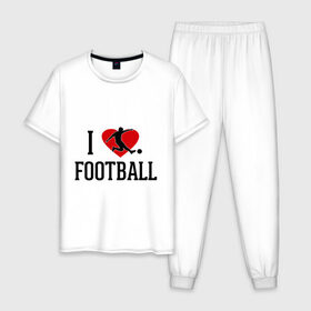 Мужская пижама хлопок с принтом Я люблю футбол в Кировске, 100% хлопок | брюки и футболка прямого кроя, без карманов, на брюках мягкая резинка на поясе и по низу штанин
 | football | футболерывкашники | футболист | я люблю футбол