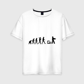 Женская футболка хлопок Oversize с принтом zombi evolution в Кировске, 100% хлопок | свободный крой, круглый ворот, спущенный рукав, длина до линии бедер
 | zombi evolution | мертвец | могила | монстры | сериалы | ходячие мертвецы | эволюция