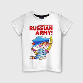 Детская футболка хлопок с принтом Котенок в тельняшке в Кировске, 100% хлопок | круглый вырез горловины, полуприлегающий силуэт, длина до линии бедер | пират