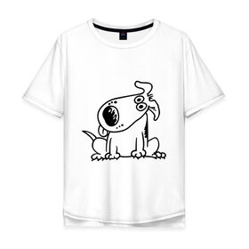 Мужская футболка хлопок Oversize с принтом Смешная собака в Кировске, 100% хлопок | свободный крой, круглый ворот, “спинка” длиннее передней части | милый песик | пес