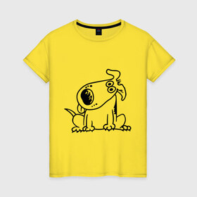 Женская футболка хлопок с принтом Смешная собака в Кировске, 100% хлопок | прямой крой, круглый вырез горловины, длина до линии бедер, слегка спущенное плечо | милый песик | пес