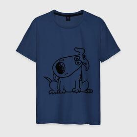 Мужская футболка хлопок с принтом Смешная собака в Кировске, 100% хлопок | прямой крой, круглый вырез горловины, длина до линии бедер, слегка спущенное плечо. | милый песик | пес