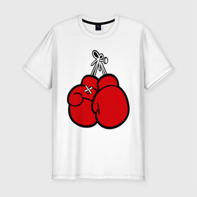 Мужская футболка премиум с принтом Боксерские перчатки в Кировске, 92% хлопок, 8% лайкра | приталенный силуэт, круглый вырез ворота, длина до линии бедра, короткий рукав | бокс | боксерские перчатки | перчатки | спорт