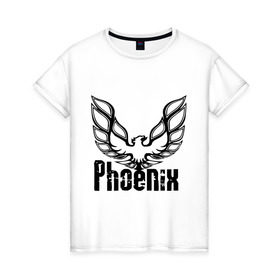 Женская футболка хлопок с принтом Феникс в Кировске, 100% хлопок | прямой крой, круглый вырез горловины, длина до линии бедер, слегка спущенное плечо | девушка | птица | феникс огонь